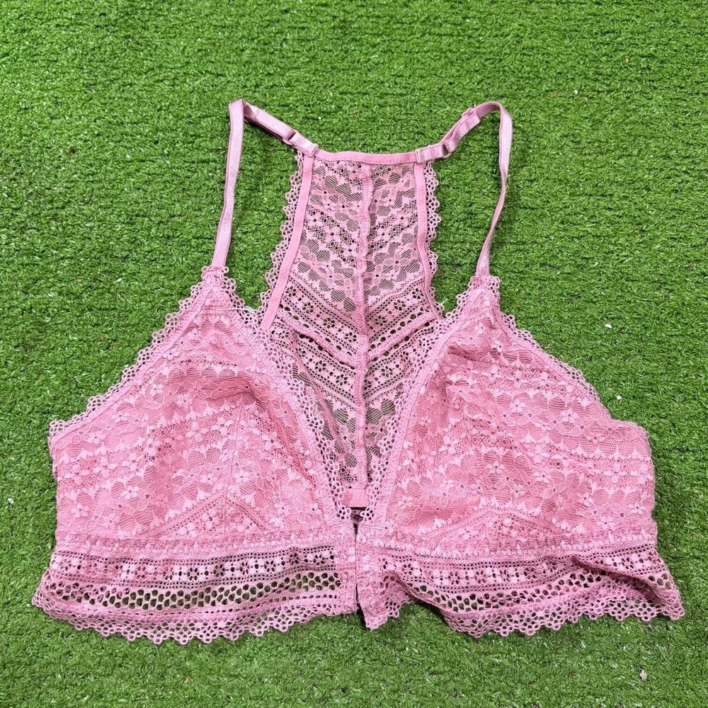 Victorias Secret Women's M Lace Pink Bralette Slip On Dainty Floral